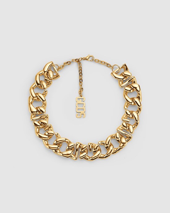Bijoux GCDS Logo Chain Choker Femme Doré | 198376-HAK