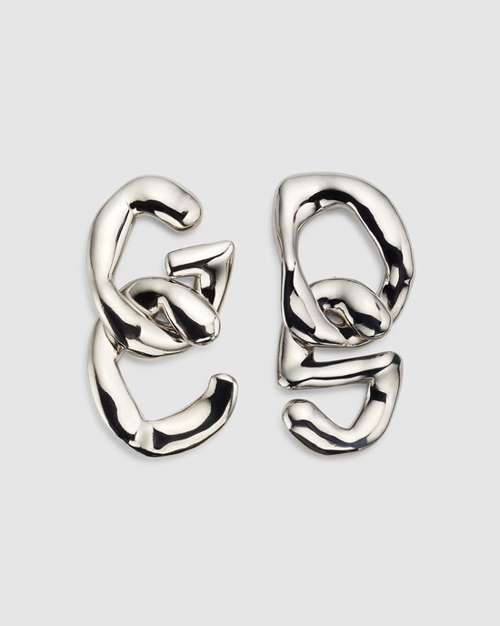 Bijoux GCDS Logo Chain Earrings Femme Argent | 192470-QWD
