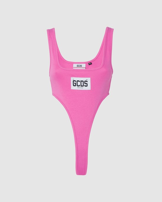 Body GCDS Logo Bodysuit Femme Fushia | 629081-HNS