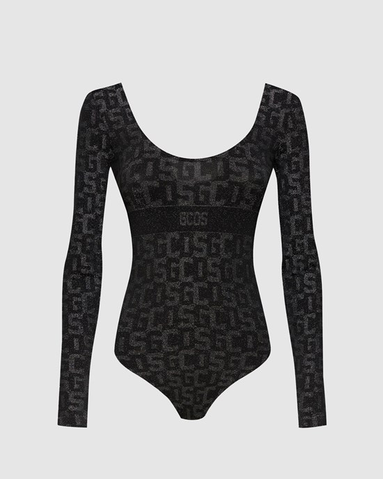 Body GCDS Wolford Monogram Bodysuit Femme Noir | 780259-EDA