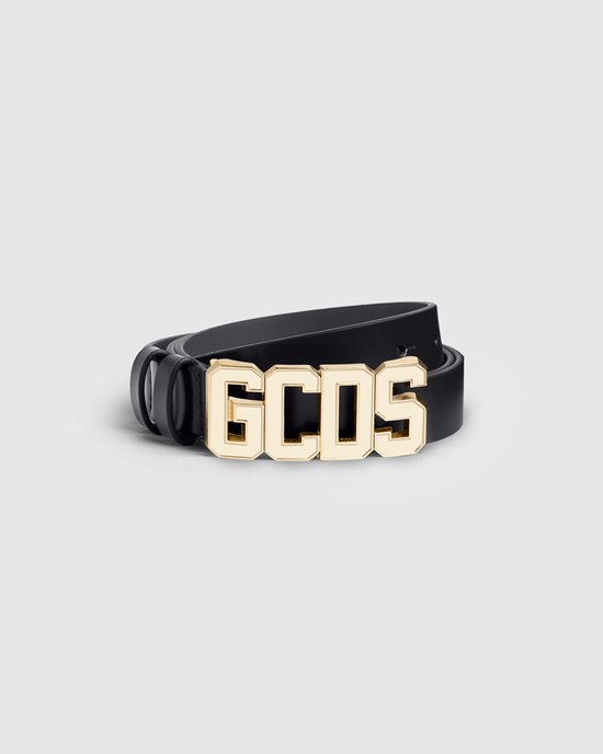 Ceintures GCDS Classiche Logo Belt Femme Doré | 286703-BOV