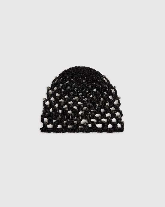 Chapeaux GCDS Lurex Beaded Logo Hat Femme Noir | 870523-AEC