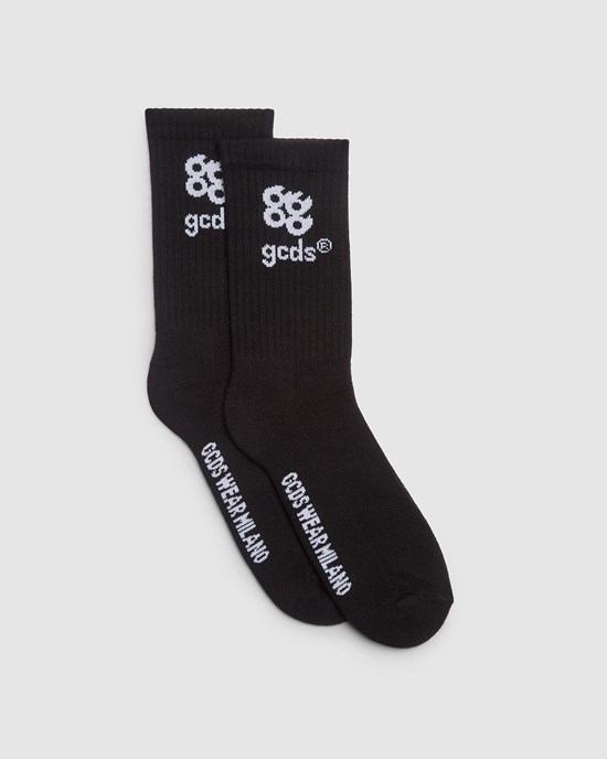Chaussettes GCDS Bliss Logo Socks Femme Noir | 061495-AHZ