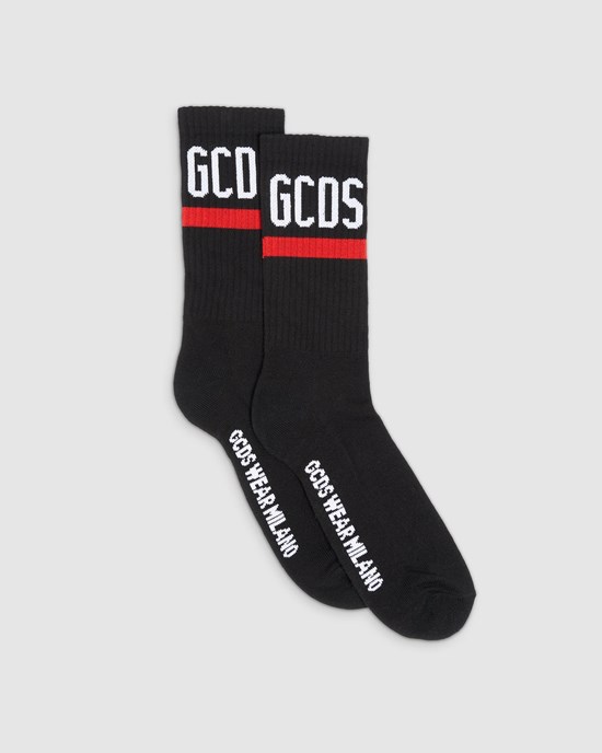 Chaussettes GCDS Logo Socks Homme Noir | 140795-WPJ
