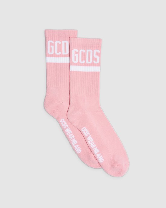 Chaussettes GCDS Logo Socks Homme Rose | 109436-GQR