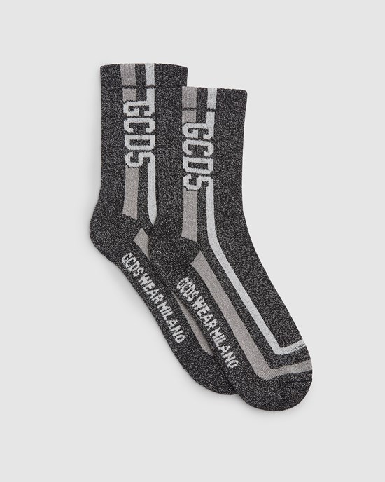 Chaussettes GCDS Rayé Gcds Lurex Socks Femme Noir | 529014-HZM