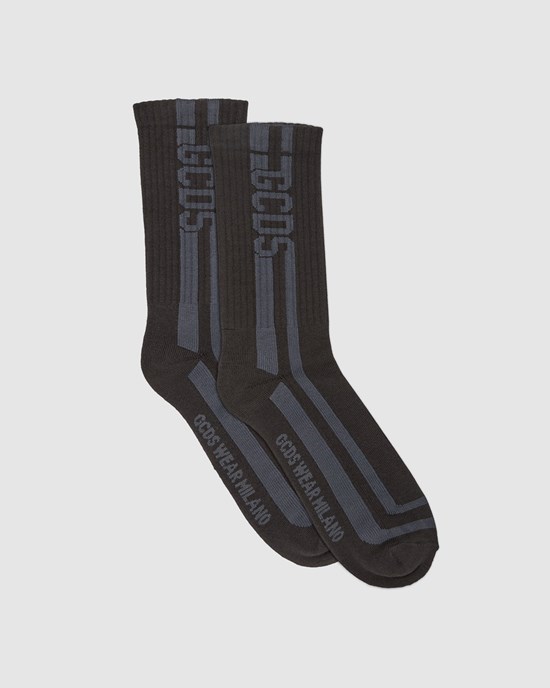 Chaussettes GCDS Rayé Gcds Socks Homme Noir | 309875-UYS