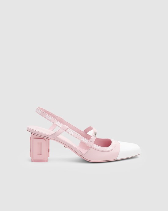 Escarpins GCDS Logo Slingback Pumps Femme Rose | 295184-SGO