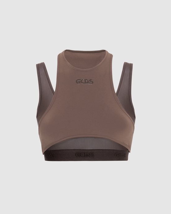 Hauts GCDS Sylvia Combo Sport Top Femme Marron | 703649-YID