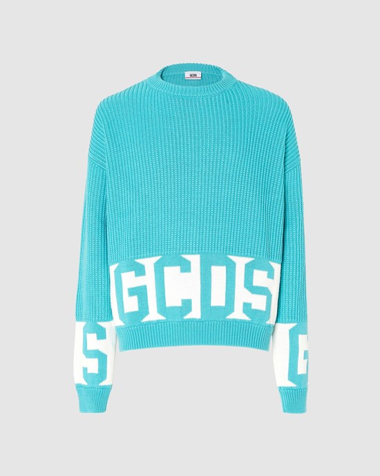 Knitwear GCDS Low Band Pull Homme Aquamarine | 879413-RFV