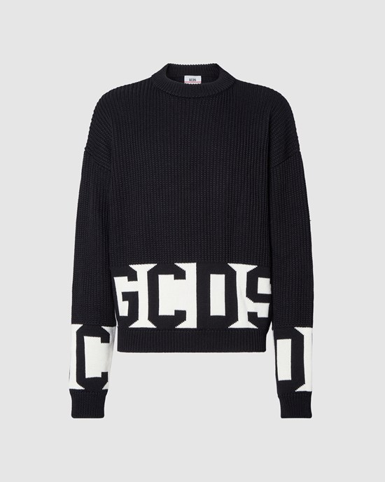 Knitwear GCDS Low Band Pull Homme Noir | 135867-GDV
