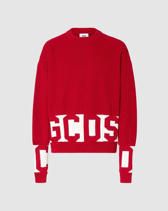 Knitwear GCDS Low Band Pull Homme Rouge | 435980-MKV