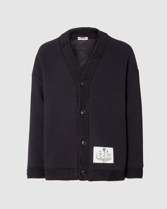 Knitwear GCDS Roses Oversized Cardigan Homme Noir | 895072-SVJ