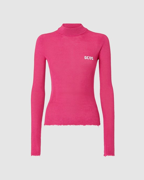 Knitwear GCDS Turtleneck Femme Fushia | 429806-PQW