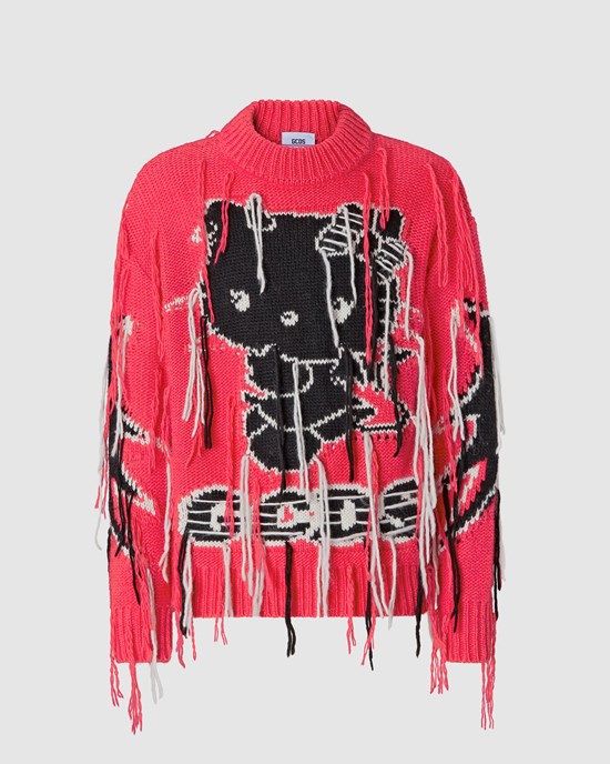 Knitwear GCDS Hello Kitty Pull Femme Rose | 763291-HMT