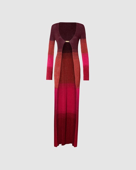 Knitwear GCDS Lurex Degradé Long Cardigan Femme Multicolore | 648215-TMA