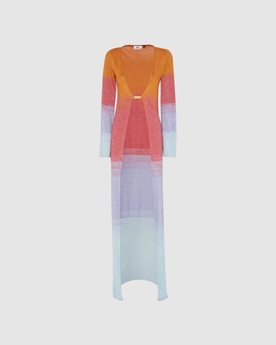 Knitwear GCDS Lurex Degradé Long Cardigan Femme Multicolore | 951406-XDQ