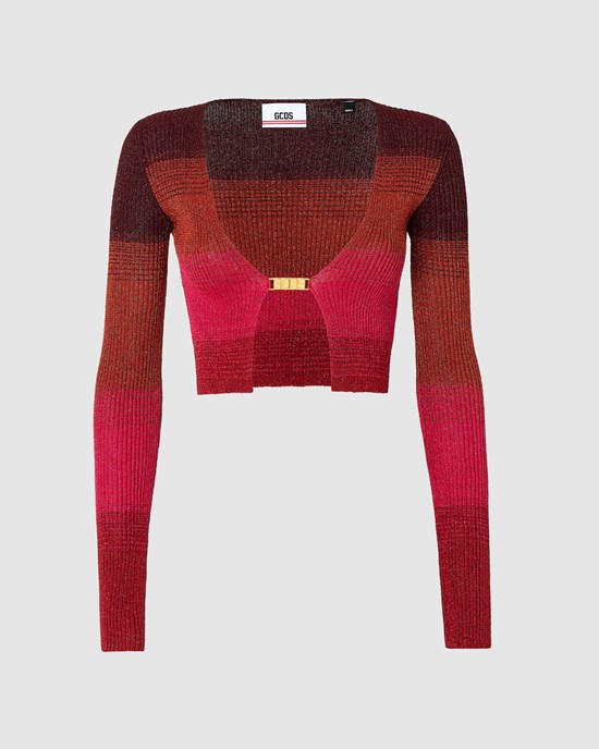 Knitwear GCDS Lurex Degradé Mini Cardigan Femme Multicolore | 496187-NUT