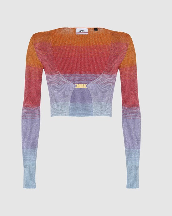 Knitwear GCDS Lurex Degradé Mini Cardigan Femme Multicolore | 679384-VPE