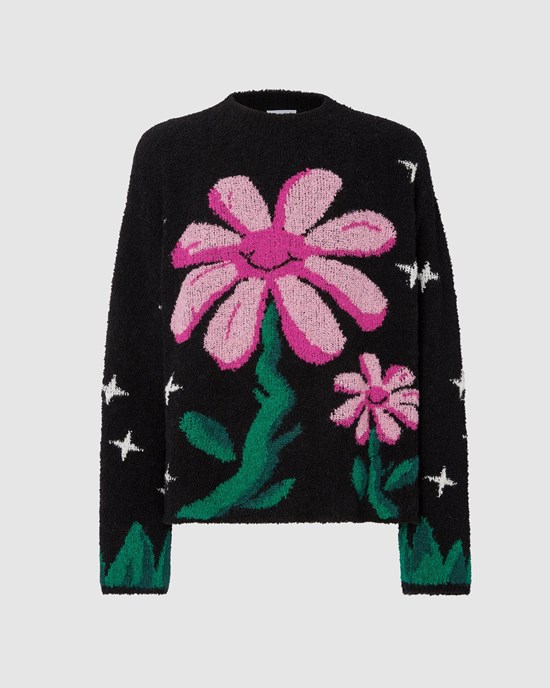 Knitwear GCDS Puffy Bouclé Pull Homme Noir | 160753-KJA