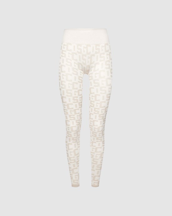 Leggings GCDS Wolford Monogram Leggings Femme Blanche Foncé | 368157-HRF