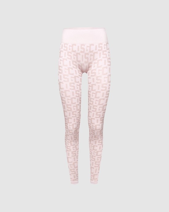 Leggings GCDS Wolford Monogram Leggings Femme Rose | 621594-JBI