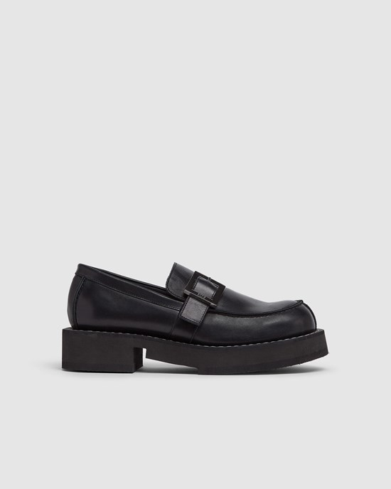 Loafers GCDS X Clarks Cuir Loafers Femme Noir | 836154-YBZ