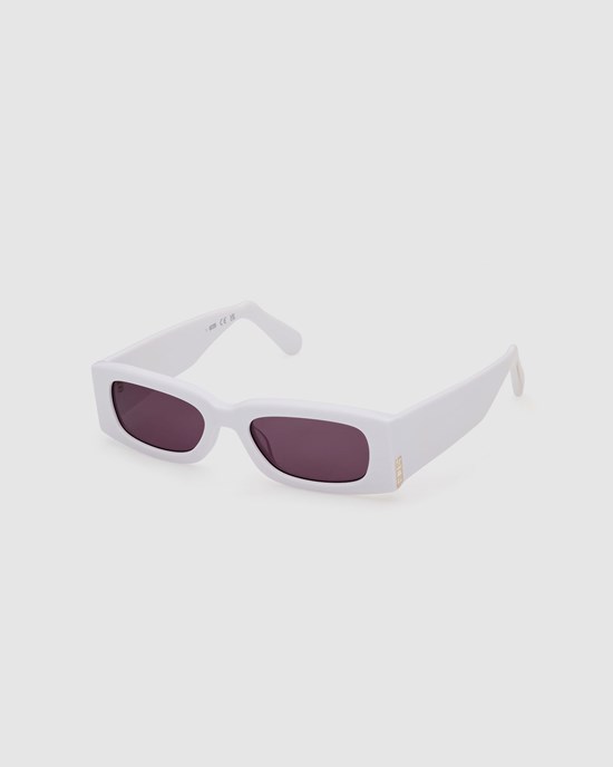Lunettes de Soleil GCDS Gd0020 Rectangular Sunglasses Homme Blanche | 702435-VDE