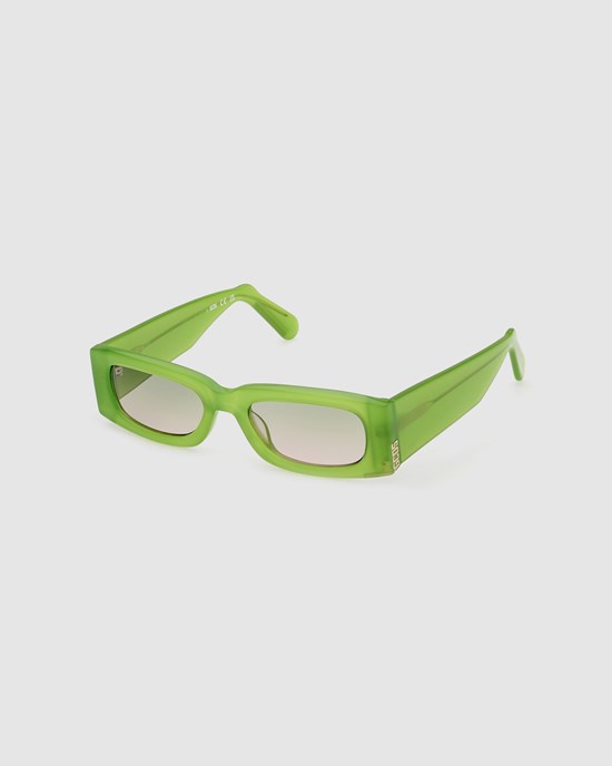 Lunettes de Soleil GCDS Gd0020 Rectangular Sunglasses Femme Vert | 713968-IRP