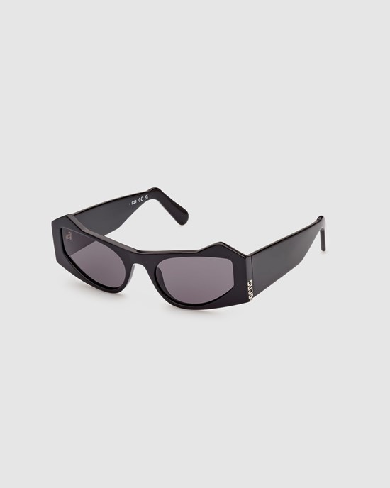 Lunettes de Soleil GCDS Gd0022 Cat-eye Sunglasses Homme Noir | 793602-XMJ