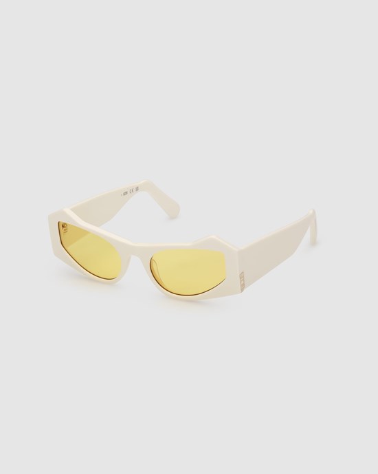 Lunettes de Soleil GCDS Gd0022 Cat-eye Sunglasses Femme Beige | 854069-SRM