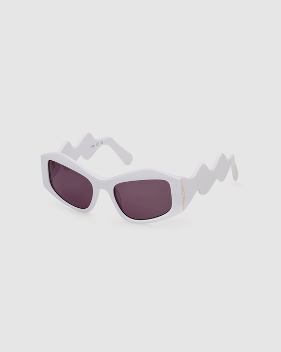 Lunettes de Soleil GCDS Gd0023 Geometric Sunglasses Femme Blanche | 178539-FDT