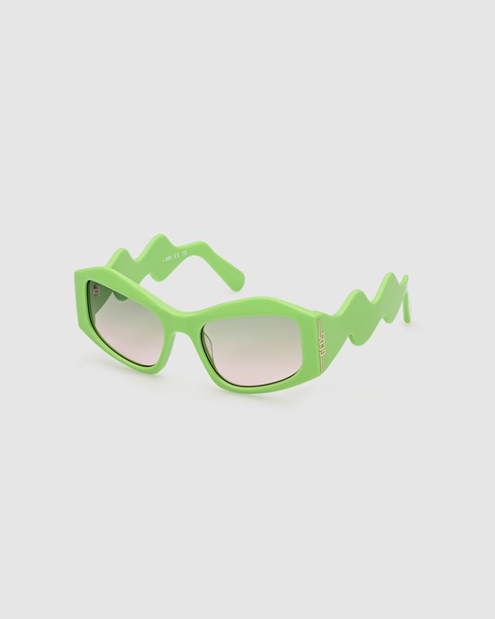 Lunettes de Soleil GCDS Gd0023 Geometric Sunglasses Femme Vert | 324658-RIF
