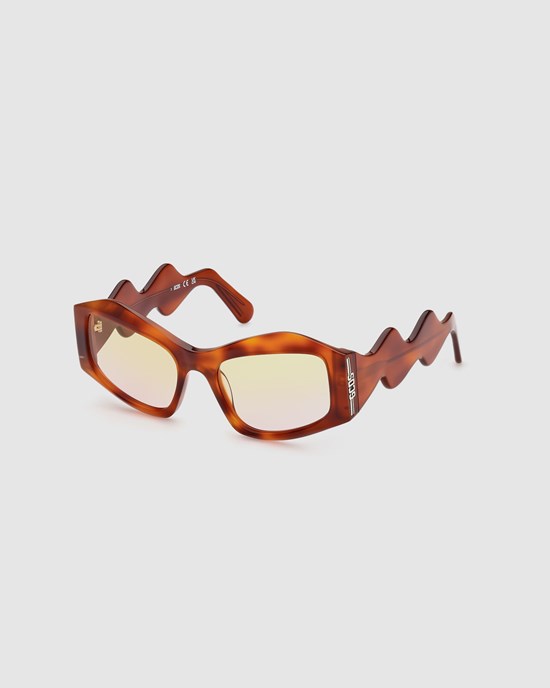 Lunettes de Soleil GCDS Gd0023 Geometric Sunglasses Homme Marron | 873054-COP