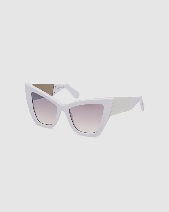 Lunettes de Soleil GCDS Gd0026 Cat-eye Sunglasses Femme Blanche | 314657-XAC