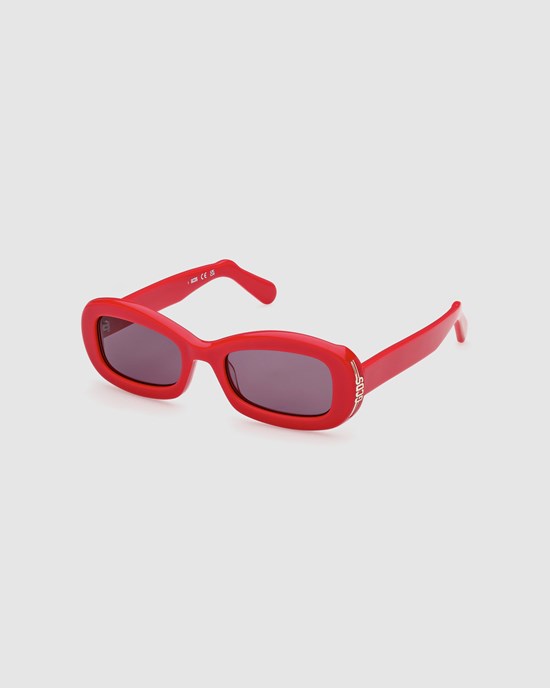 Lunettes de Soleil GCDS Gd0027 Oval Sunglasses Femme Rouge | 125780-KZT