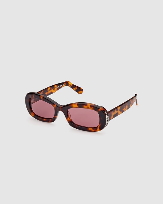 Lunettes de Soleil GCDS Gd0027 Oval Sunglasses Homme Tortoise | 478231-GXN