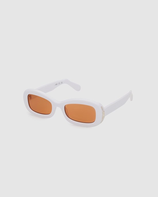 Lunettes de Soleil GCDS Gd0027 Oval Sunglasses Homme Blanche | 543120-ESB