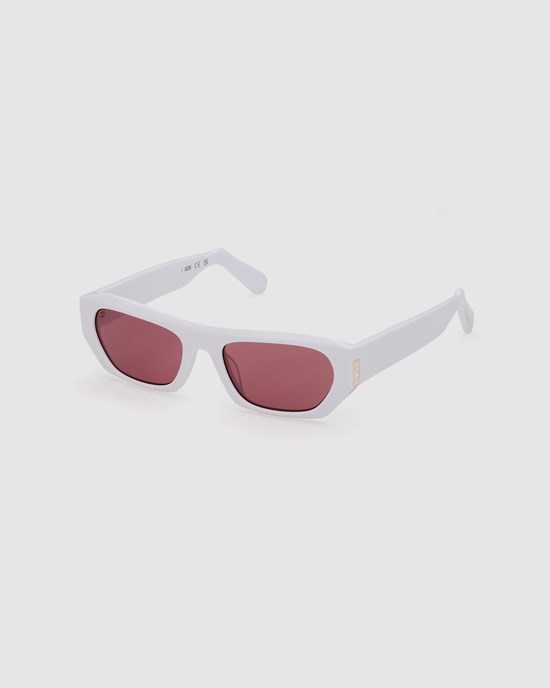 Lunettes de Soleil GCDS Gd0029 Geometric Sunglasses Femme Blanche | 831647-YRS