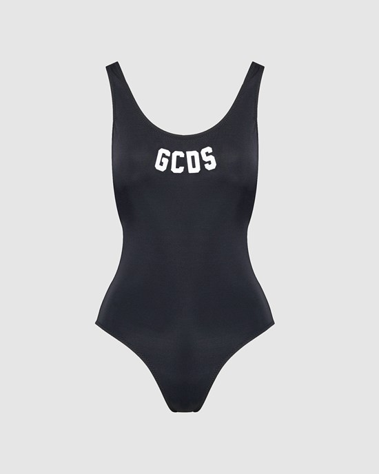 Maillots De Bain GCDS Logo Swimsuit Femme Noir | 705623-WQJ