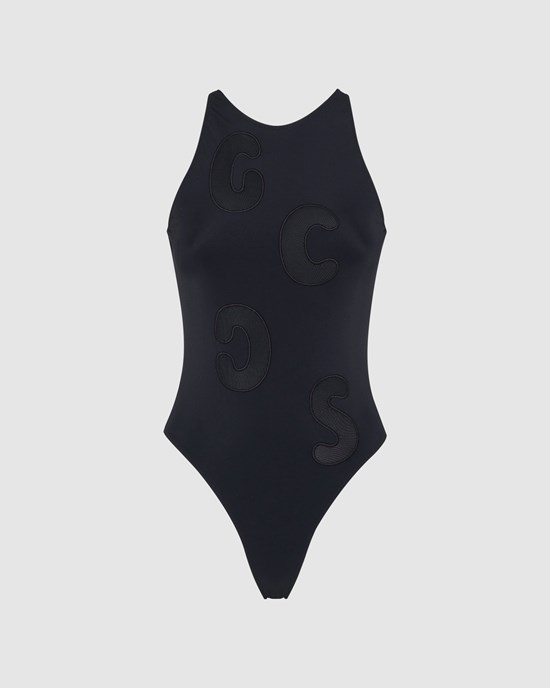 Maillots De Bain GCDS Holes Gcds Logo Swimsuit Femme Noir | 720618-WCM