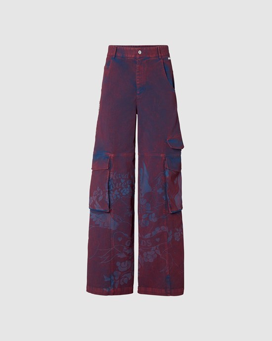 Pantalons GCDS Angelz Ultracargo Trousers Homme Bordeaux | 038479-MIC