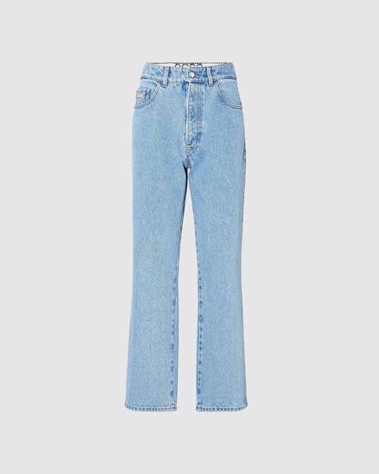 Pantalons GCDS Choker Denim Trousers Femme Bleu Clair | 671592-DOJ