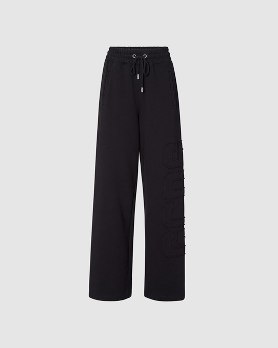 Pantalons GCDS Embroidered Gcds Larges Sweatbottoms Femme Noir | 623198-IPX