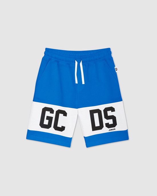 Pantalons GCDS Logo Band Shorts Enfant Bleu | 230689-JZV