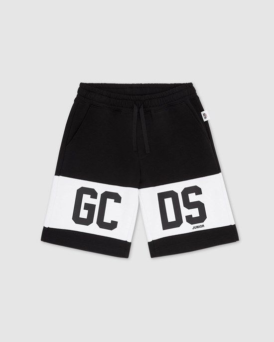 Pantalons GCDS Logo Band Shorts Enfant Noir | 963018-YJK