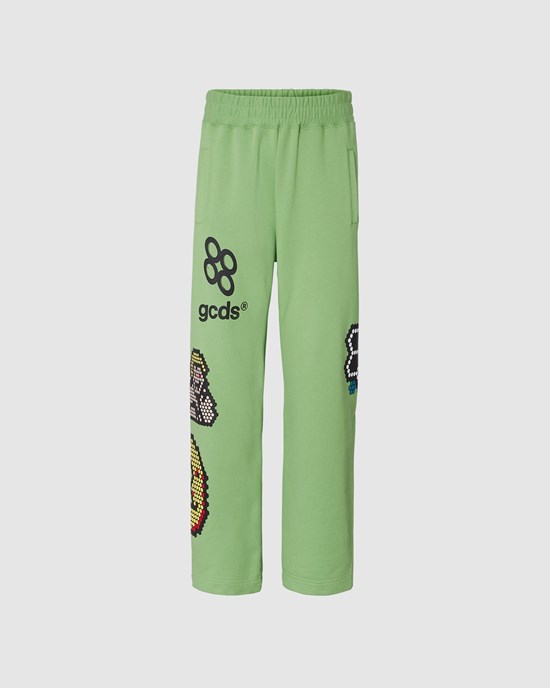 Pantalons GCDS Plush Larges Sweatbottoms Homme Vert | 185320-KLO
