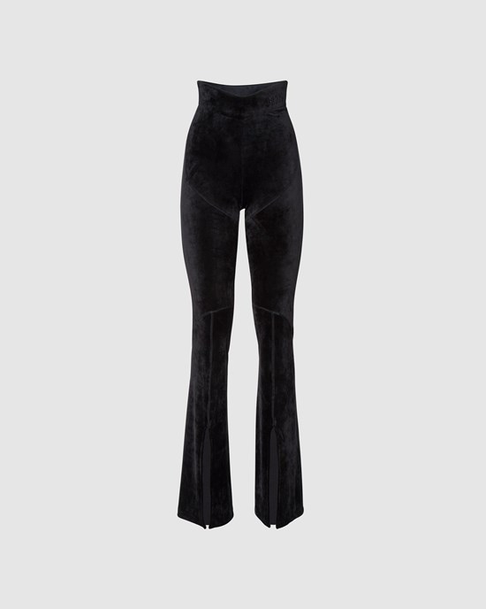 Pantalons GCDS Stretch Velvet Trousers Femme Noir | 450376-GEA