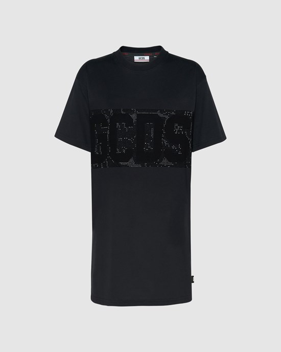 Peignoir GCDS Bling T-shirt Robe Femme Noir | 175806-VDK