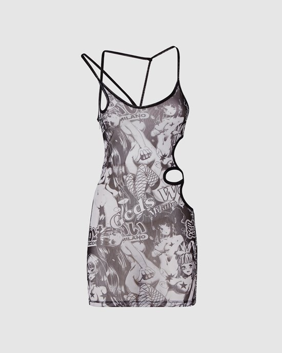 Peignoir GCDS Sita Hentai Tulle Mini Robe Femme Multicolore | 315249-AJE